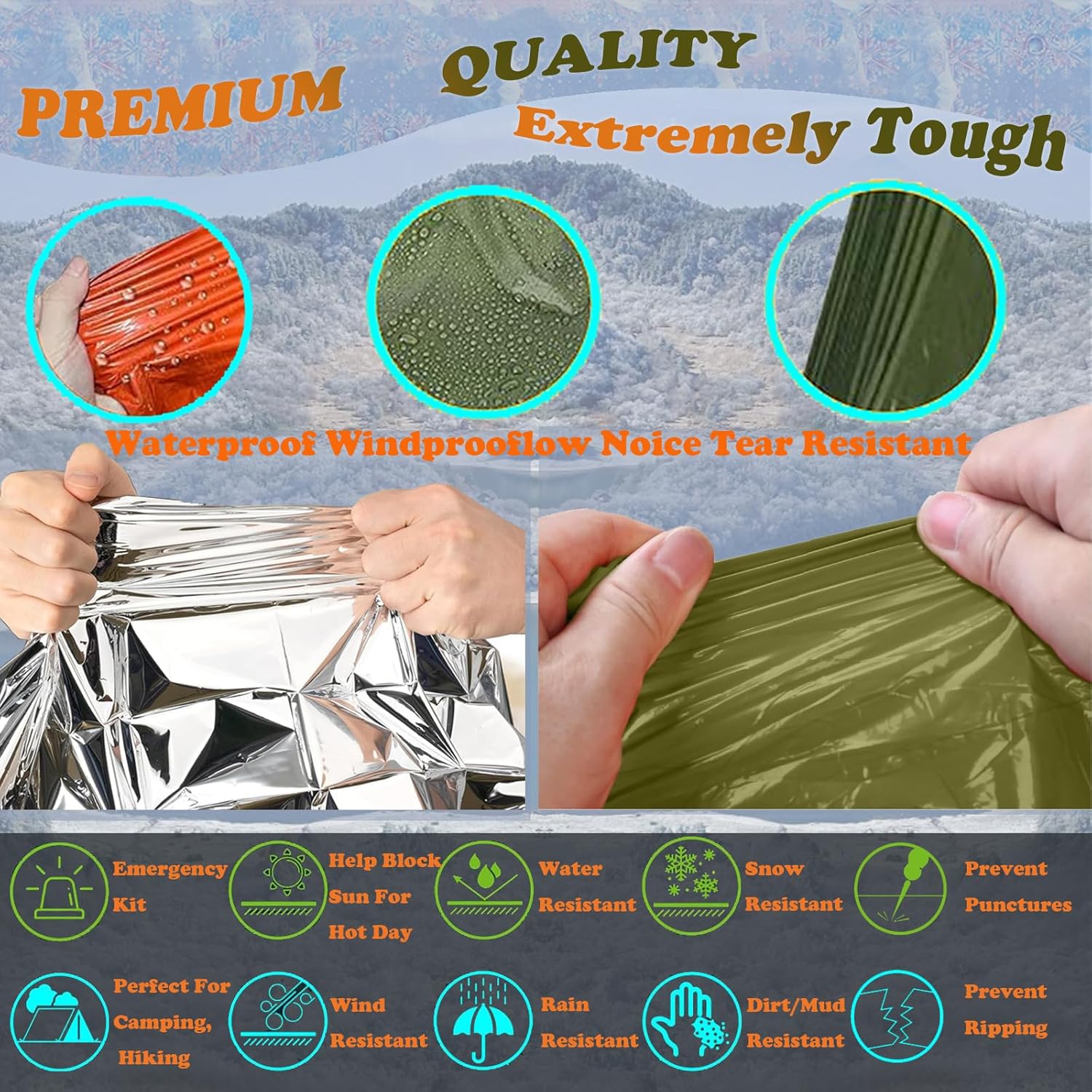 Camping Raincoat Waterproof Su - مراجعة Survival Blanket Reflective وسعره