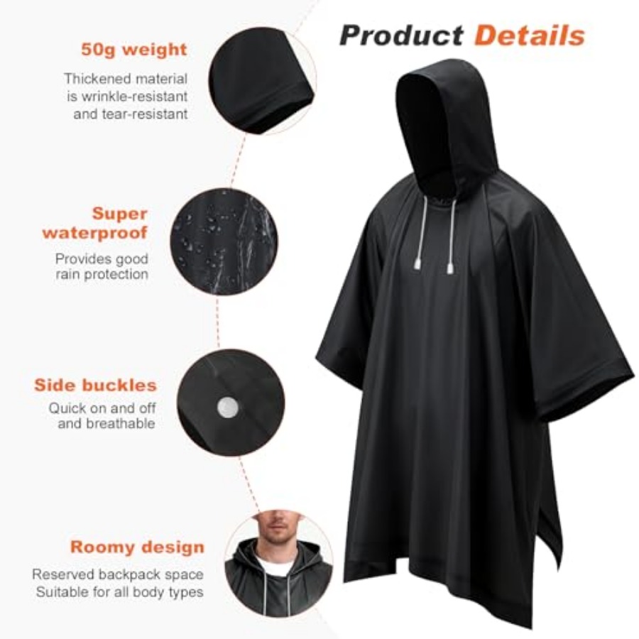 8 Pack Hooded Rain Ponchos for - مراجعة Emergency Poncho Rain وسعره