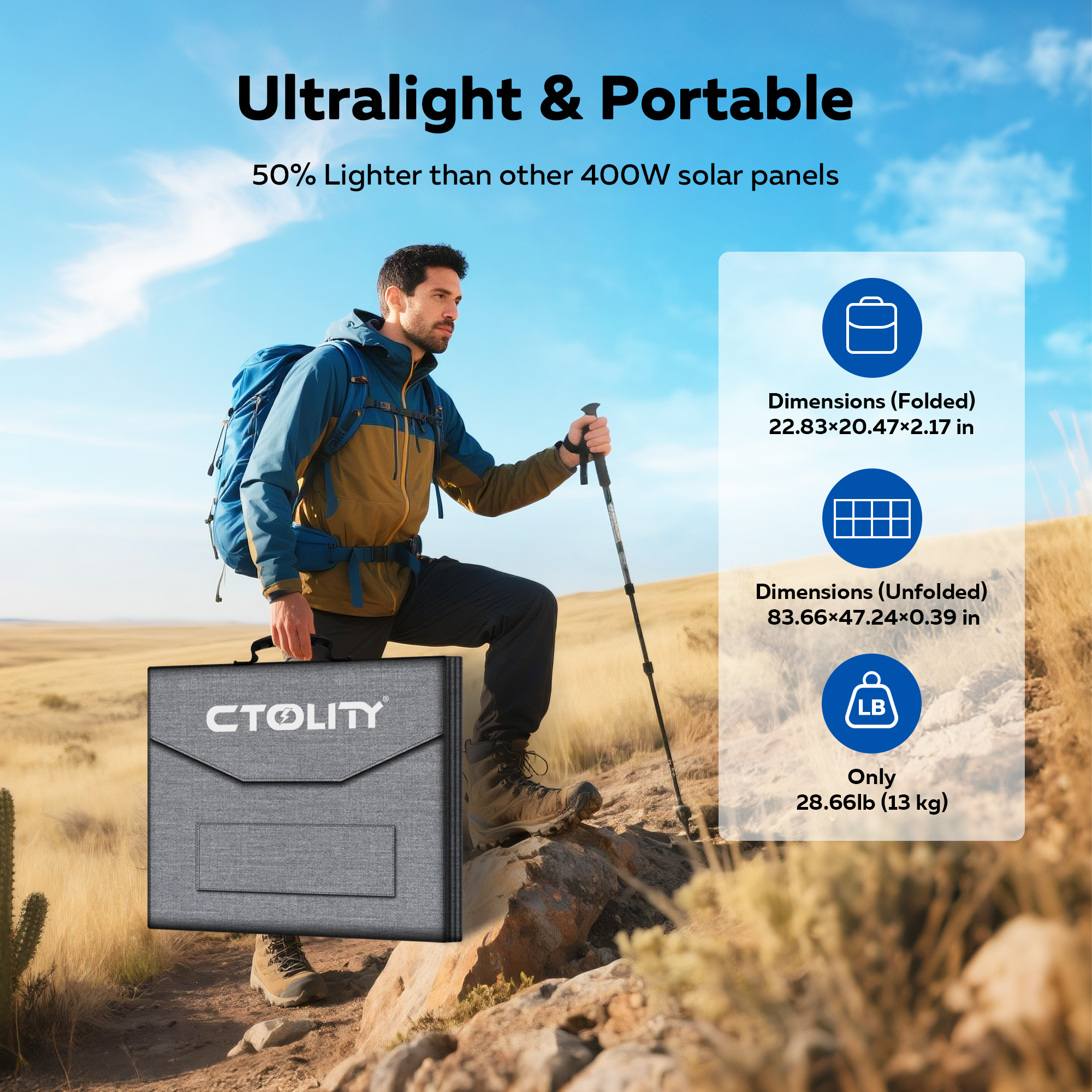 CTOLITY SP400 Portable Solar P - مراجعة Solar Emergency Charger وسعره