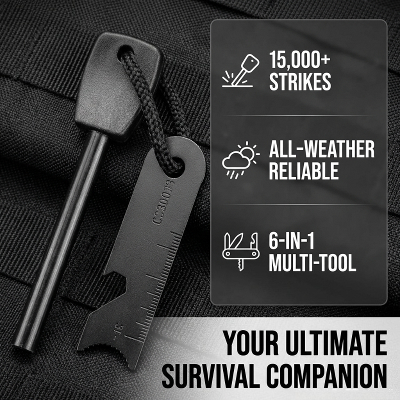 Multi-Function Wooden Handle M - مراجعة Magnesium Fire Starter وسعره