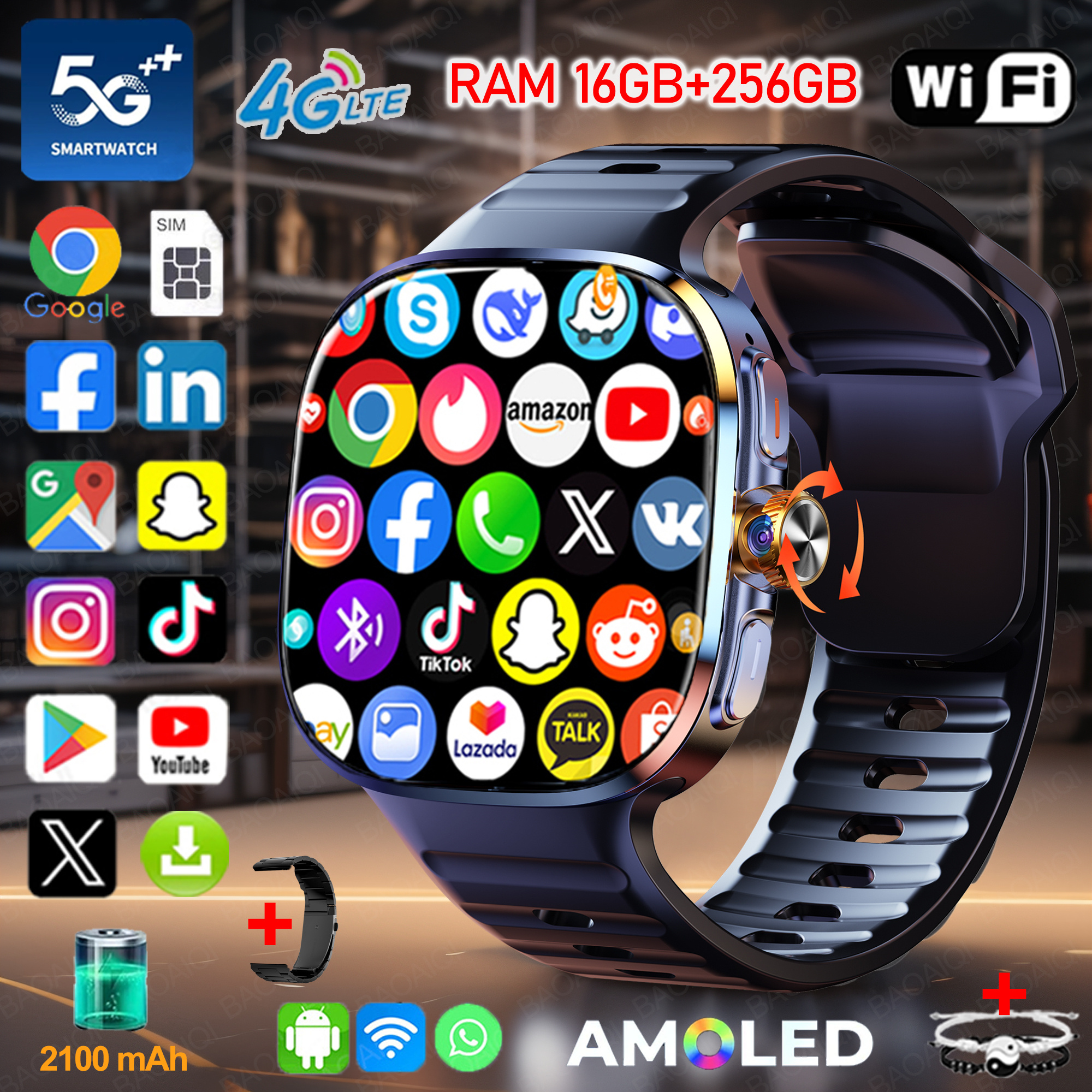New Large Screen Smartwatch 4G - مراجعة Compass Lensatic وسعره