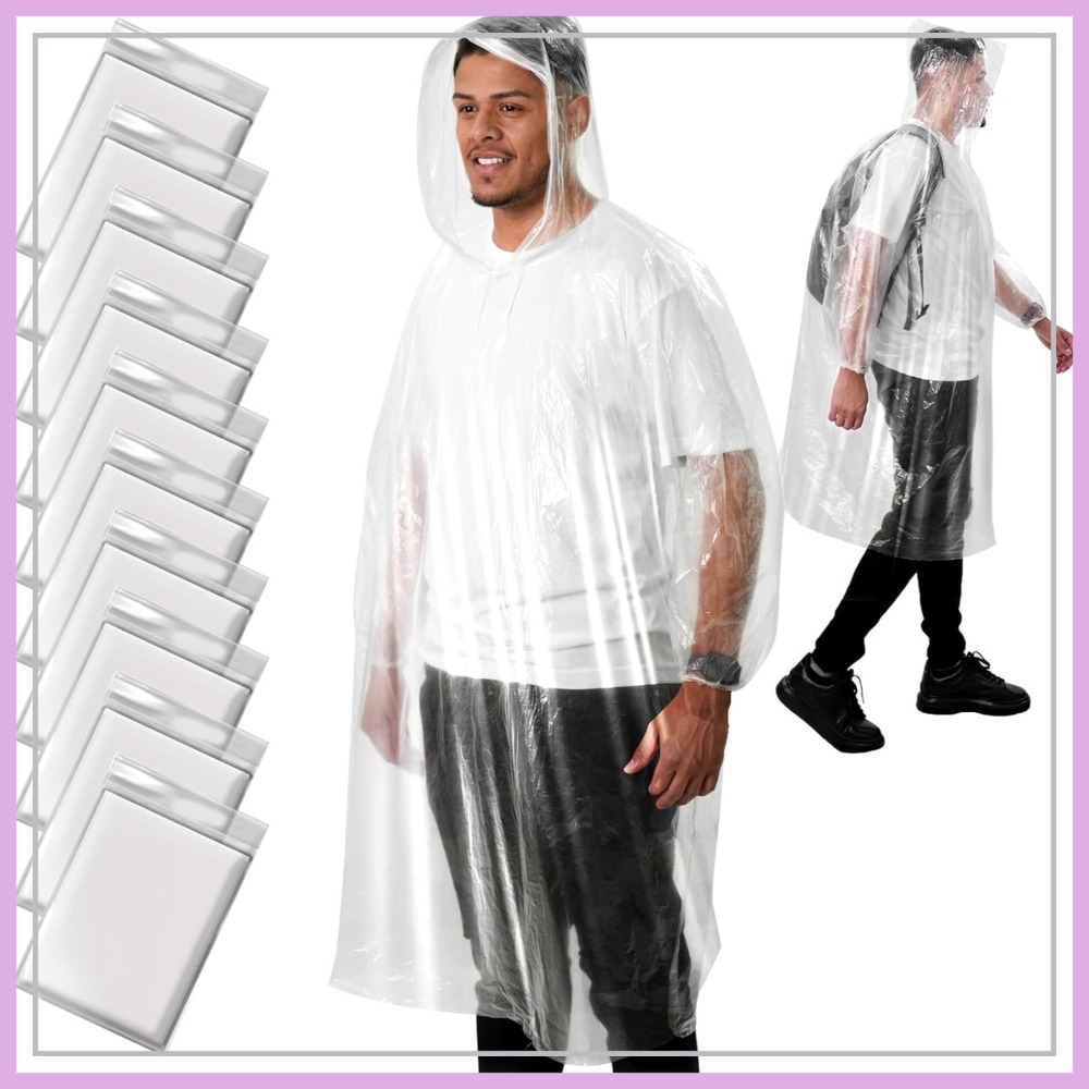 Disposable Rain Poncho for Adu - مراجعة Emergency Poncho Rain وسعره