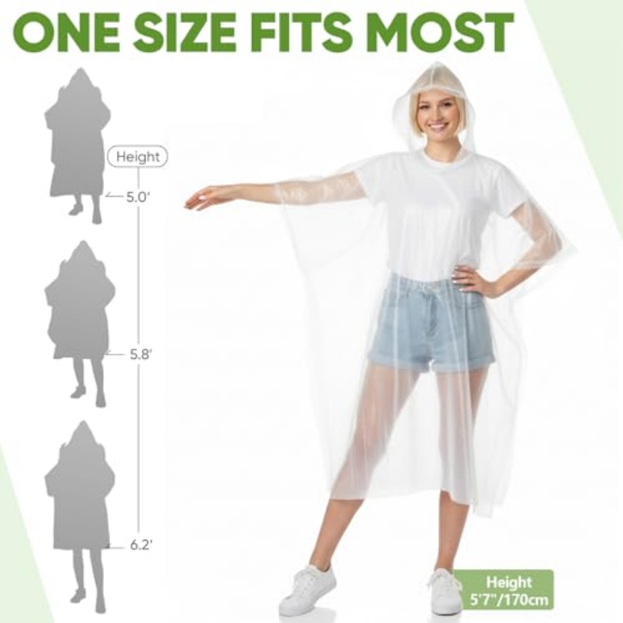APEXUP Disposable Rain Ponchos - مراجعة Emergency Poncho Rain وسعره