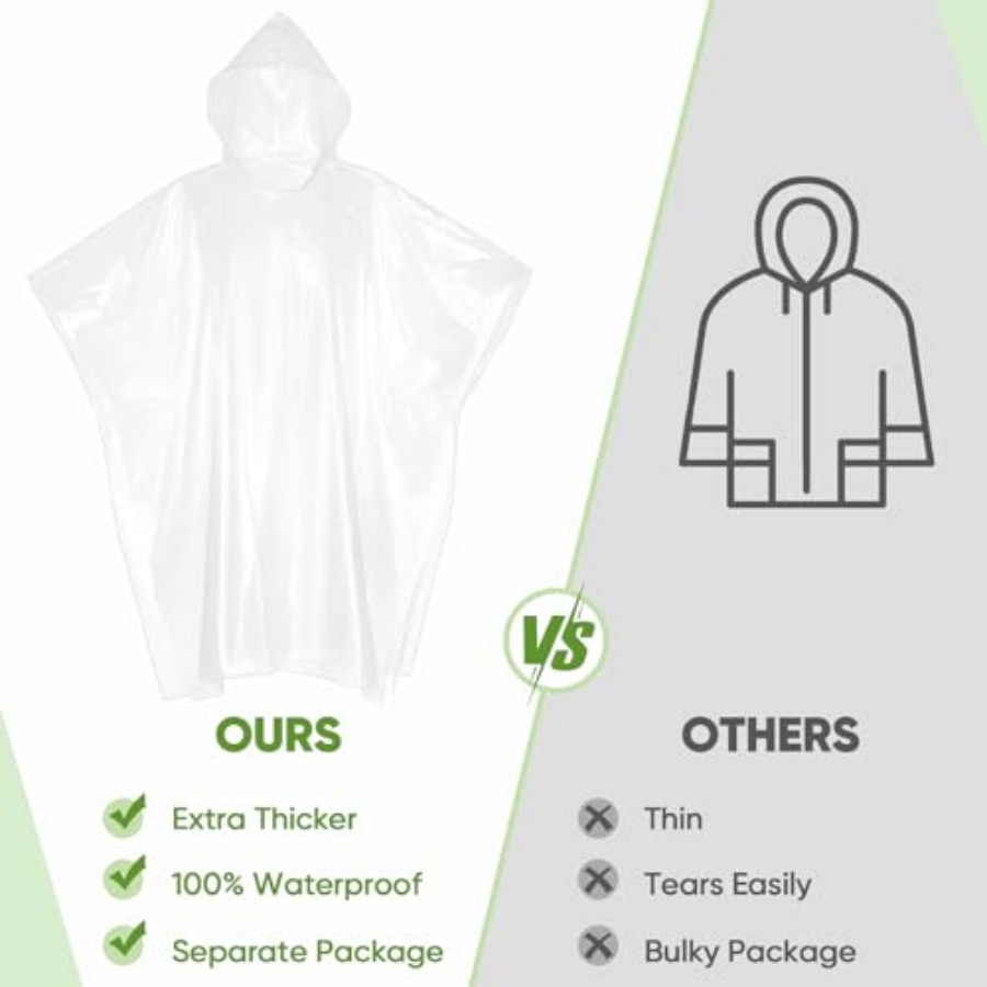 APEXUP Disposable Rain Ponchos - مراجعة Emergency Poncho Rain وسعره