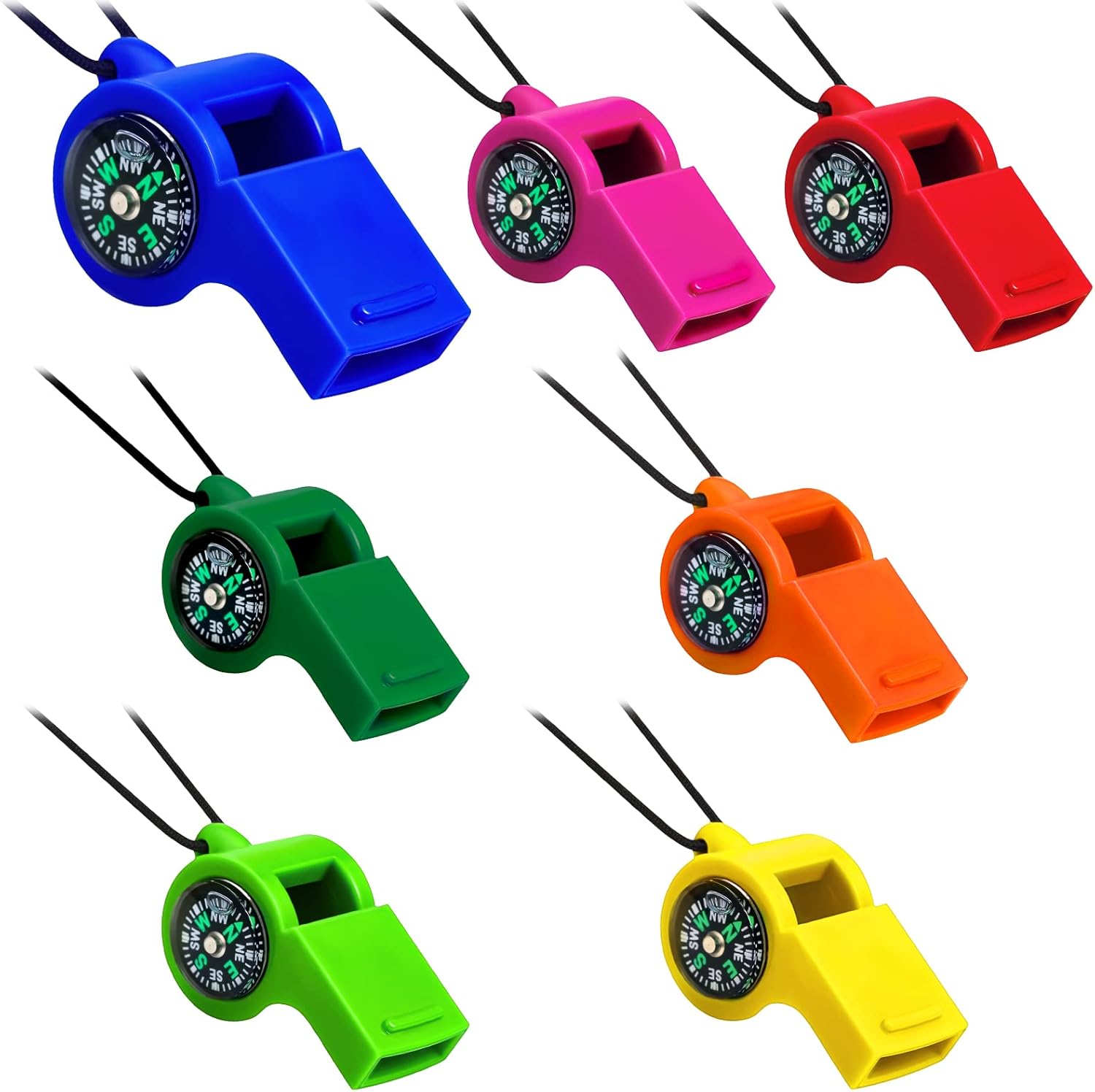 7 Pack 2-in-1 Whistle Compass  - مراجعة Emergency Whistle Loud وسعره