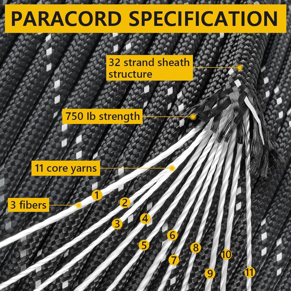 4mm Reflective Paracord Rope,  - مراجعة Para Cord 1000Ft وسعره