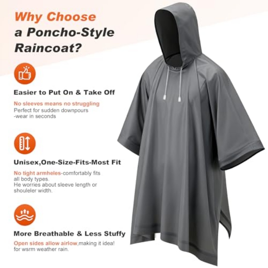 8 Pack Hooded Rain Ponchos for - مراجعة Emergency Poncho Rain وسعره