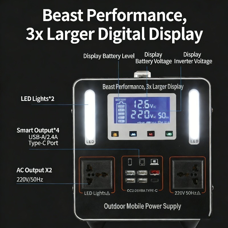 500Wh 500W 220V Portable Power - مراجعة Solar Emergency Charger وسعره