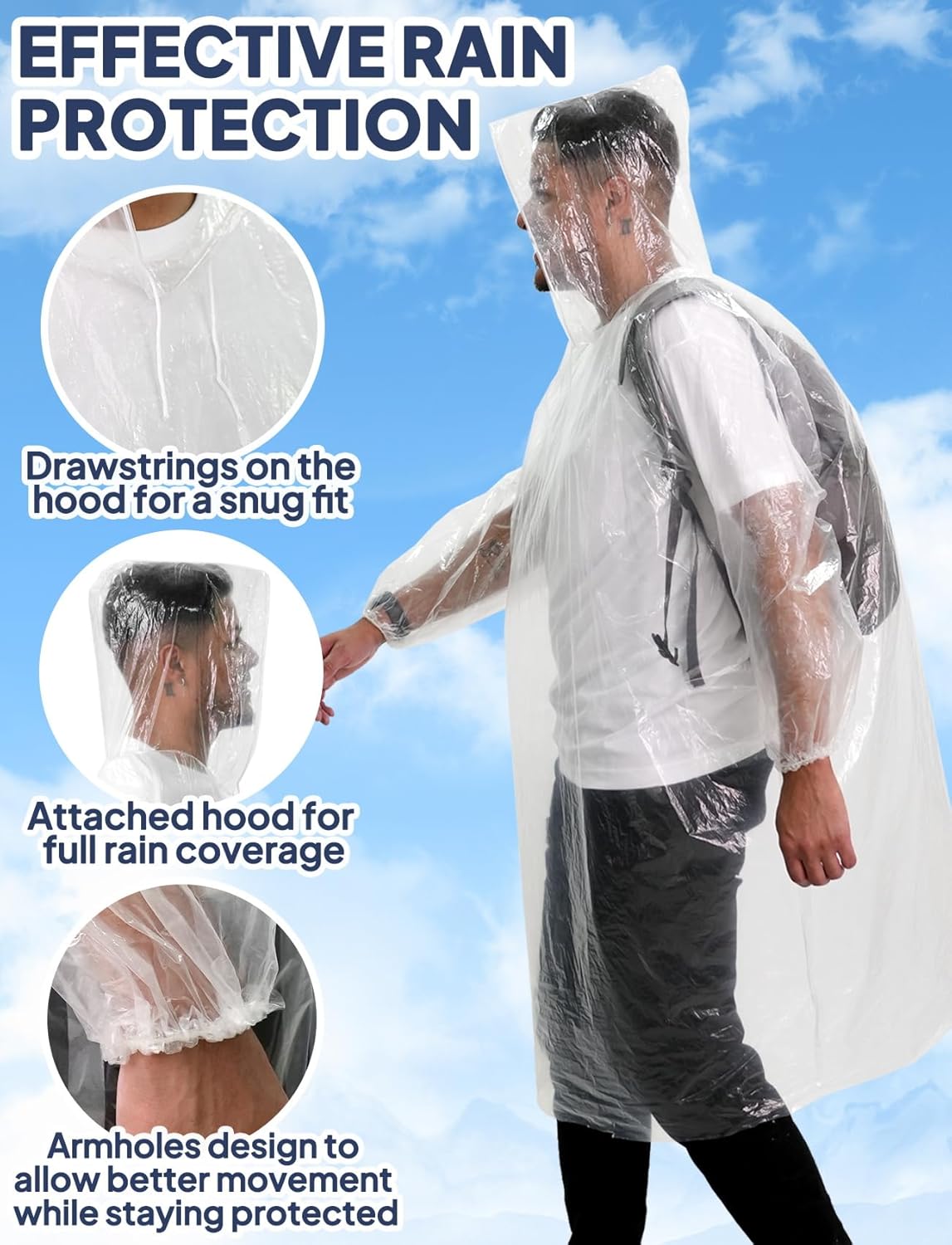 Disposable Rain Poncho for Adu - مراجعة Emergency Poncho Rain وسعره