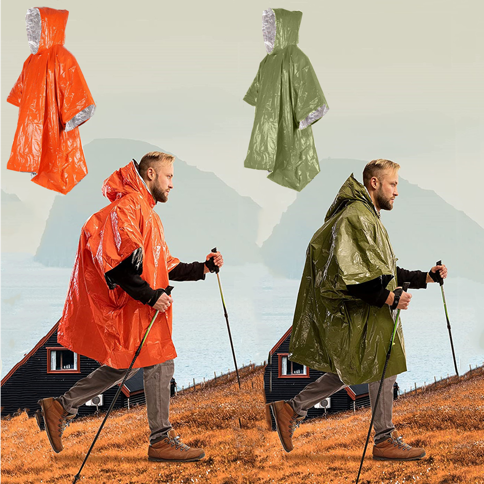 Emergency Disposable Aluminum  - مراجعة Emergency Poncho Rain وسعره