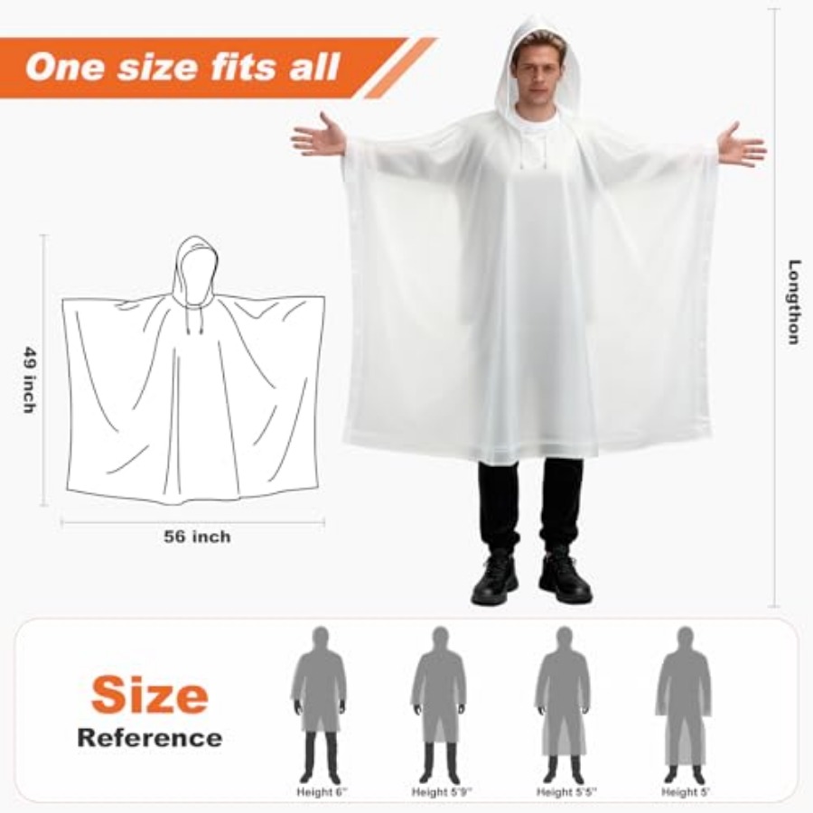 8 Pack Hooded Rain Ponchos for - مراجعة Emergency Poncho Rain وسعره
